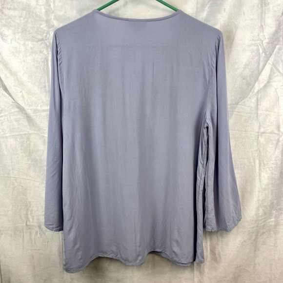 J. Jill Lilac Embroidered Rayon 3/4 Sleeve Light Weight Blouse Size S - Picture 5 of 6